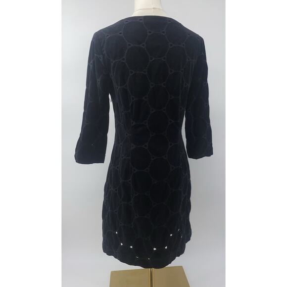 Boden Black Circle Velvet Sheath Lined Dress 6R US Lined - Picture 3 of 7